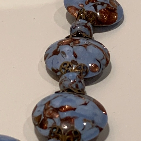 Blended Blue and Sparkly Brown Beaded Necklace - Picture 6 of 11